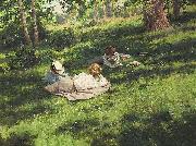 johan krouthen, Three reading women in a summer landscape